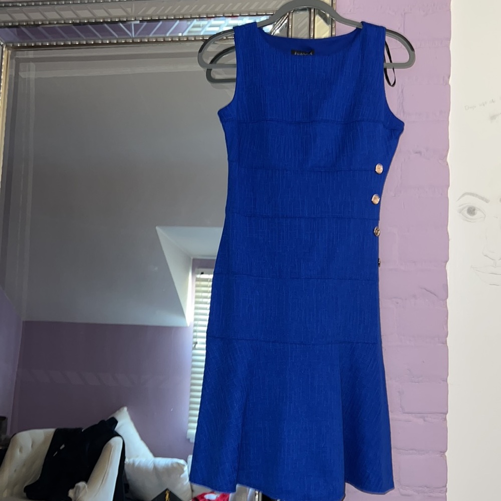 Bright Blue Fit & Flare Dress | Size M | Classy Event/Work Dress